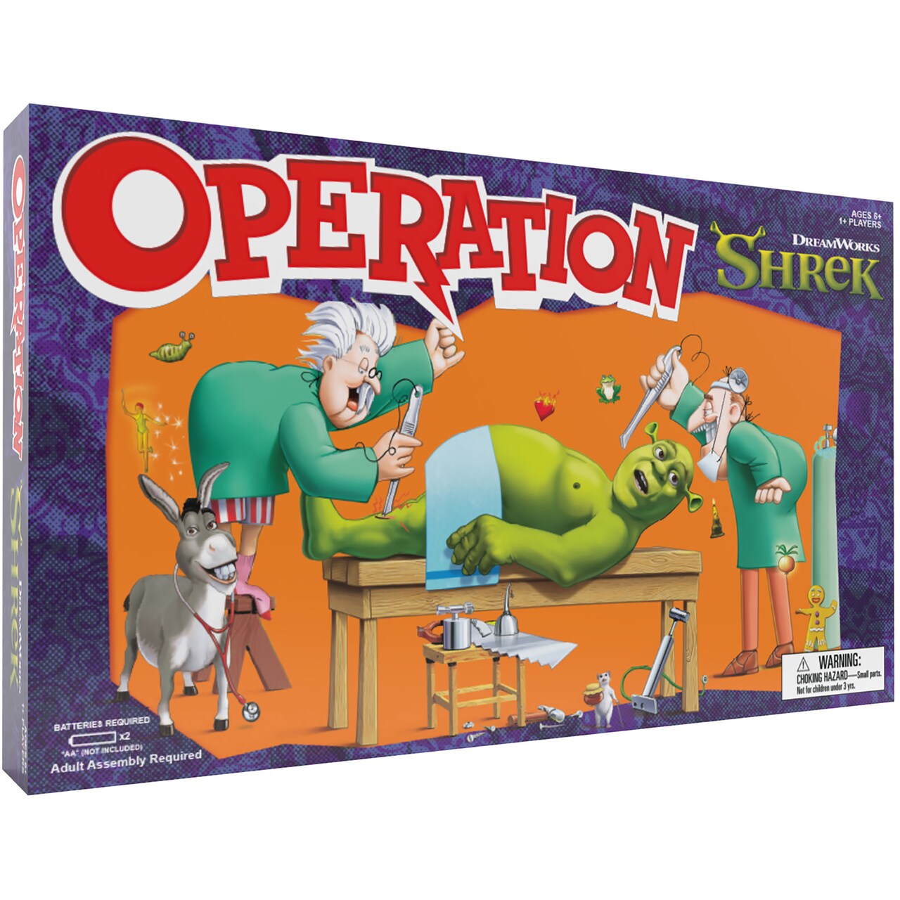 OPERATION :Shrek - Collectible Silly Skill Board Game, Perform Surgery On Shrek, Removing Parts & Buzzer, Licensed, Family & Kids Ages 6+, 1+ Players